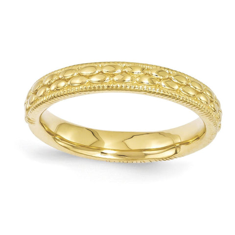 Sterling Silver Stackable Expressions Gold-plated Patterned Ring - shirin-diamonds