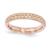 Sterling Silver Stackable Expressions Rose Gold-plated Patterned Ring - shirin-diamonds