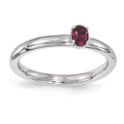 Sterling Silver Stackable Expressions Created Ruby Single Stone Ring - shirin-diamonds