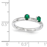 Sterling Silver Stackable Expressions Created Emerald Two Stone Ring