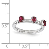 Sterling Silver Stackable Expressions Created Ruby Three Stone Ring Size 7