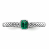 Sterling Silver Stackable Expressions Created Emerald Single Stone Ring