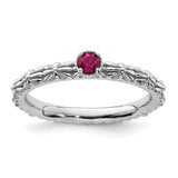 Sterling Silver Stackable Expressions Created Ruby Single Stone Ring Size 9