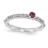 Sterling Silver Stackable Expressions Created Ruby Single Stone Ring - shirin-diamonds