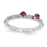 Sterling Silver Stackable Expressions Created Ruby Two Stone Ring - shirin-diamonds