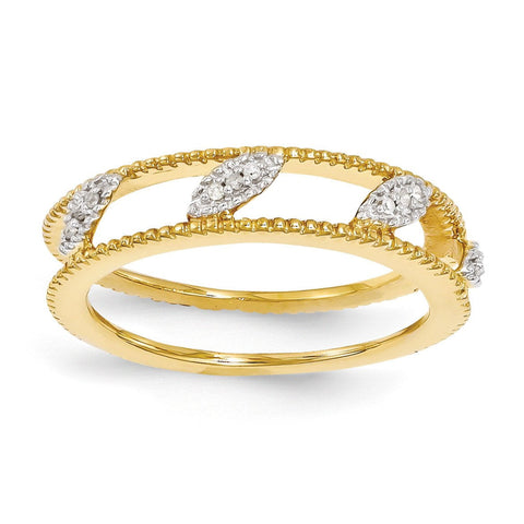 Sterling Silver Stackable Expressions Gold-plated Diamond Jacket Ring - shirin-diamonds