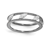 Sterling Silver Stackable Expressions Ruthenium-plated Diamond Jacket Ring - shirin-diamonds