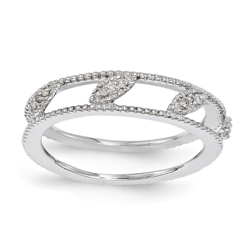 Sterling Silver Stackable Expressions Rhodium-plated Diamond Jacket Ring - shirin-diamonds