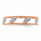 Sterling Silver Stackable Expressions Rose Gold-plated Diamond Jacket Ring