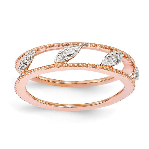 Sterling Silver Stackable Expressions Rose Gold-plated Diamond Jacket Ring - shirin-diamonds