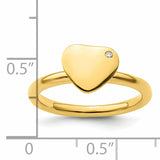 Sterling Silver Stackable Expressions Gold-plated Heart Diamond Ring