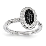 Sterling Silver Stackable Expressions Ruthenium-plated Oval Ring - shirin-diamonds
