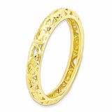 Sterling Silver Stackable Expressions Gold-plated Carved Ring