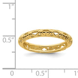 Sterling Silver Stackable Expressions Gold-plated Carved Ring