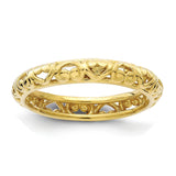 Sterling Silver Stackable Expressions Gold-plated Carved Ring - shirin-diamonds