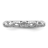 Sterling Silver Stackable Expressions Rhodium Carved Ring