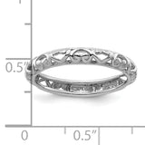 Sterling Silver Stackable Expressions Rhodium Carved Ring