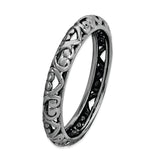 Sterling Silver Stackable Expressions Black-plated Carved Ring