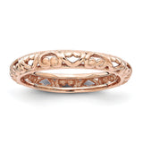 Sterling Silver Stackable Expressions Pink-plated Carved Ring - shirin-diamonds