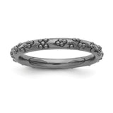 Sterling Silver Stackable Expressions Black-plated Textured Ring - shirin-diamonds