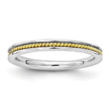 Sterling Silver Stackable Expressions Gold-plated Channeled Ring - shirin-diamonds