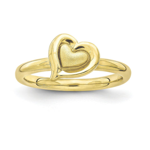 Sterling Silver Stackable Expressions Gold-plated Heart Ring - shirin-diamonds