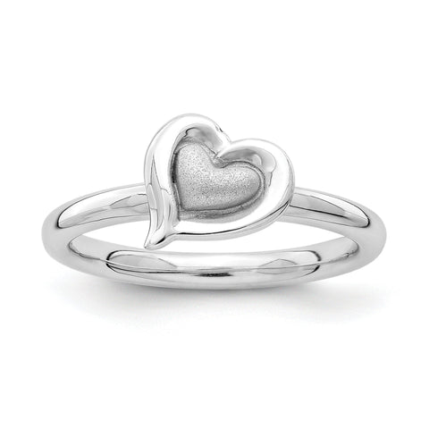 Sterling Silver Stackable Expressions Rhodium Heart Ring - shirin-diamonds