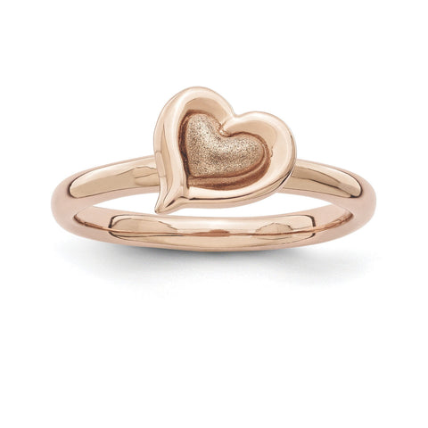 Sterling Silver Stackable Expressions Pink-plated Heart Ring - shirin-diamonds