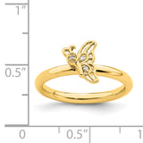 Sterling Silver Stackable Expressions Gold-plated Butterfly w/Diamond Ring
