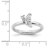 Sterling Silver Stackable Expressions Rhodium Butterfly w/Diamond Ring