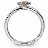 Sterling Silver Stackable Expressions Rhodium Citrine Cross Ring