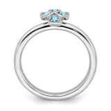 Sterling Silver Stackable Expressions Rhodium Blue Topaz Cross Ring