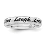 Sterling Silver Stackable Expressions Enamel Live Laugh Love Ring - shirin-diamonds