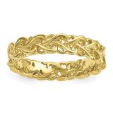Sterling Silver Stackable Expressions Gold-plated Carved Band - shirin-diamonds