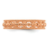 Sterling Silver Stackable Expressions Pink-plated Carved Band