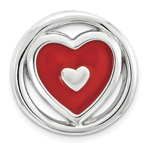 Sterling Silver Stackable Expressions Small Red Enameled Heart Chain Slide - shirin-diamonds