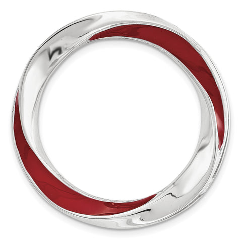 Sterling Silver Stackable Expressions Medium Red Enameled Chain Slide - shirin-diamonds