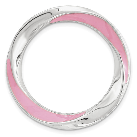 Sterling Silver Stackable Expressions Medium Pink Enameled Chain Slide - shirin-diamonds