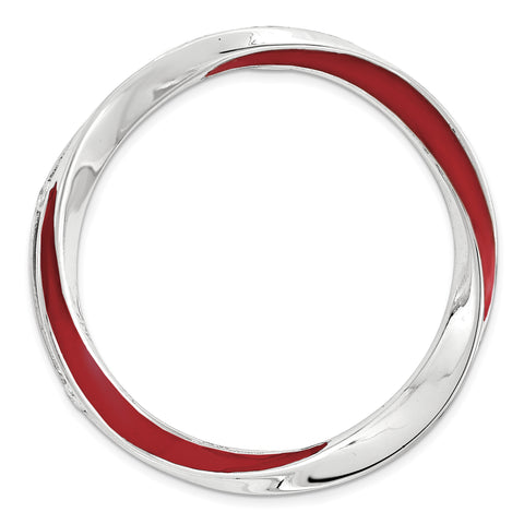Sterling Silver Stackable Expressions Lg Polished Red Enameled Chain Slide - shirin-diamonds