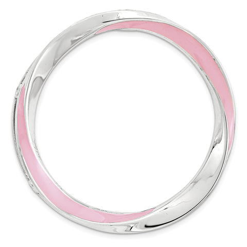 Sterling Silver Stackable Expressions Lg Polished Pink Enameled Chain Slide - shirin-diamonds