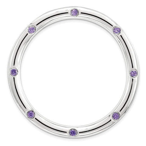 Sterling Silver Stackable Expressions Large Polished Amethyst Chain Slide QSK1787 - shirin-diamonds