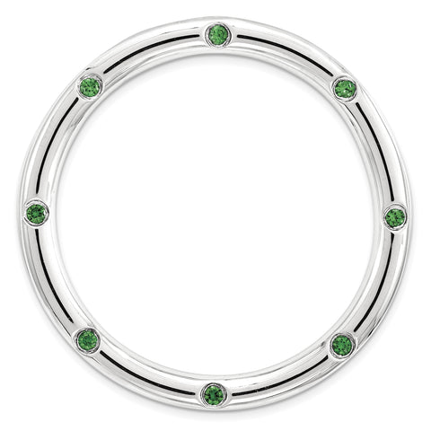 Sterling Silver Stackable Expressions Large Created Emerald Chain Slide QSK1790 - shirin-diamonds