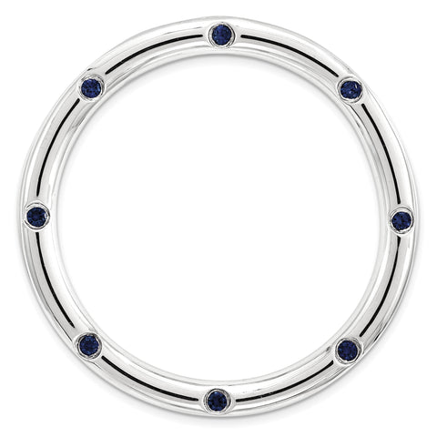 Sterling Silver Stackable Expressions Large Created Sapphire Chain Slide QSK1794 - shirin-diamonds