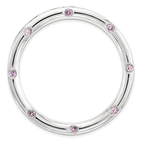 Sterling Silver Stack Exp Large Created Pink Sapphire Chain Slide QSK1795 - shirin-diamonds