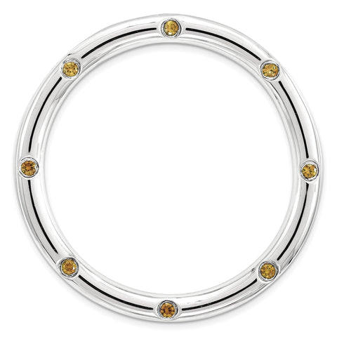 Sterling Silver Stackable Expressions Large Polished Citrine Chain Slide QSK1796 - shirin-diamonds