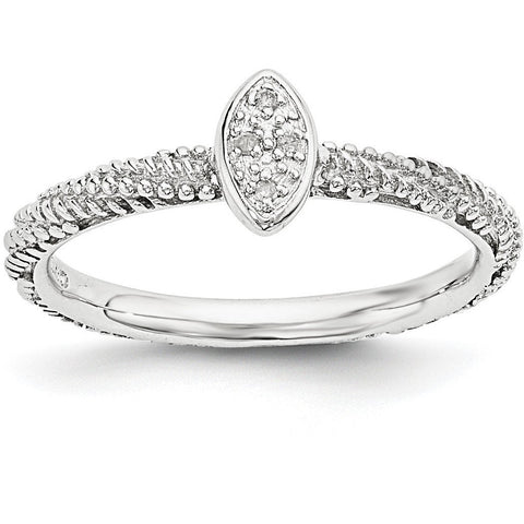 Sterling Silver Diamond Stackable Expressions Textured Ring - shirin-diamonds