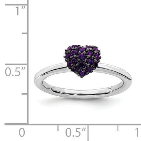 Sterling Silver Amethyst Stackable Expressions Heart Ring