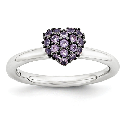 Sterling Silver Amethyst Stackable Expressions Heart Ring - shirin-diamonds