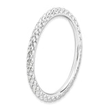 Sterling Silver Stackable Expressions Rhodium Criss-cross Ring