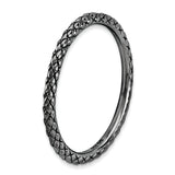 Sterling Silver Stackable Expressions Black-plated Criss-cross Ring